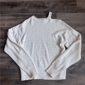 Elegant White Rhinestone Sweater